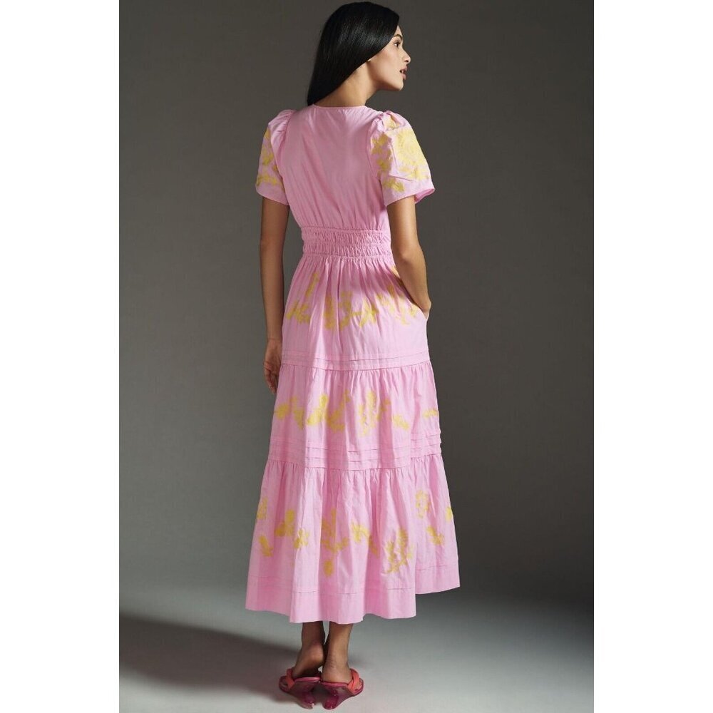 NWT Anthropologie Maeve Somerset Maxi in Pink Embroidered Edition Dress MP - Picture 5 of 11